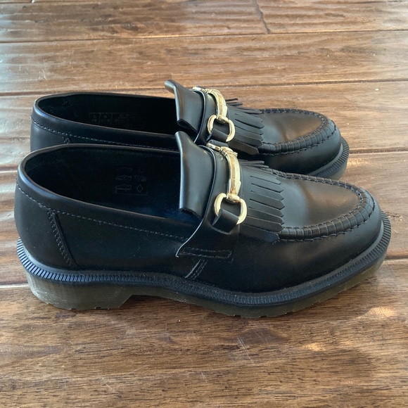Dr Martens Adrian Snaffle Smooth Leather Kiltie Loafers USM 6 USL 7 Black - Picture 1 of 9